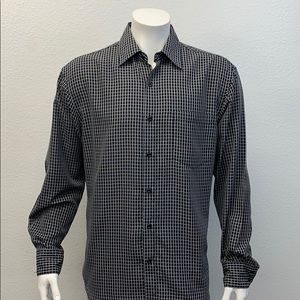 Michael Brandon Black Gray Checked Shirt Large